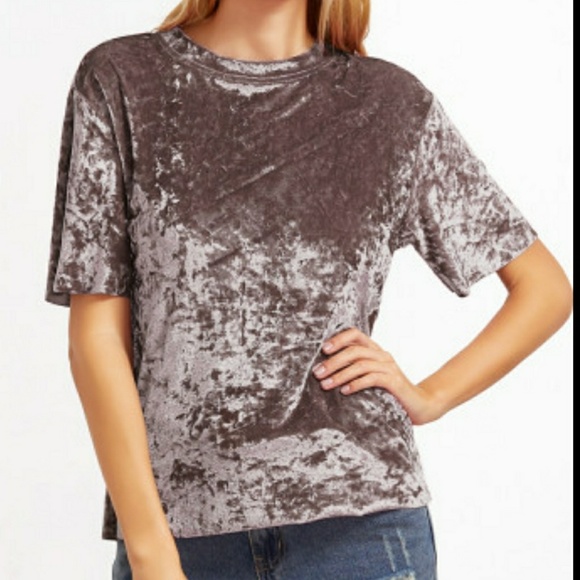 Crushed Velvet Tee Style Top - Picture 6 of 7